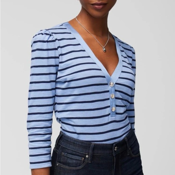 White House Black Market Tops - White House Black Market Blue Striped Button-Down Shirt – Size M